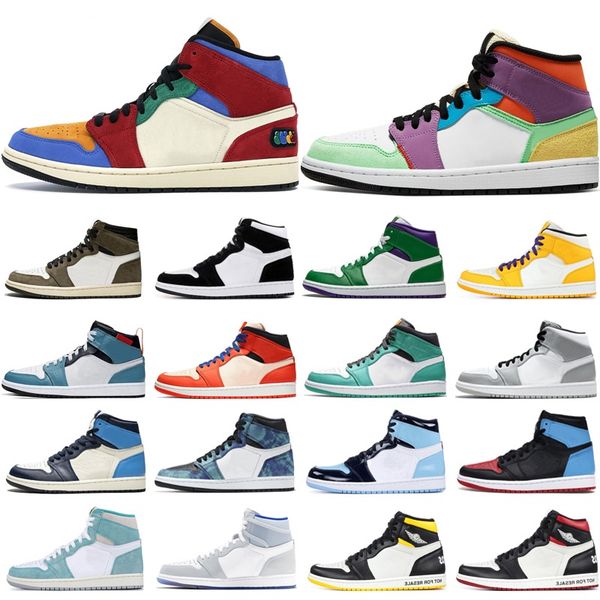 

new arrive mid se blue great 1s mens basketball shoes mid se multi color twist incredible hulk unc womens trainers sneakers size 36-46