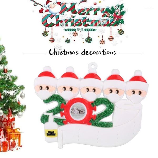 

2020 quarantine led christmas tree ornament wishes party christmas decoration gift santa claus with mask personalized xmas1