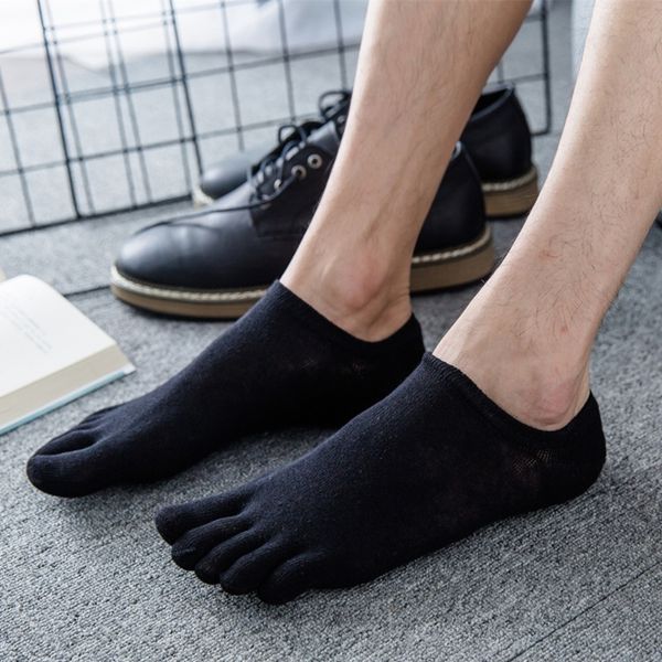

edlie men's invisible shallow mouth datang spring and summer cotton five-finger shi socks invisible sockssports five-finger socks zhuji, Black