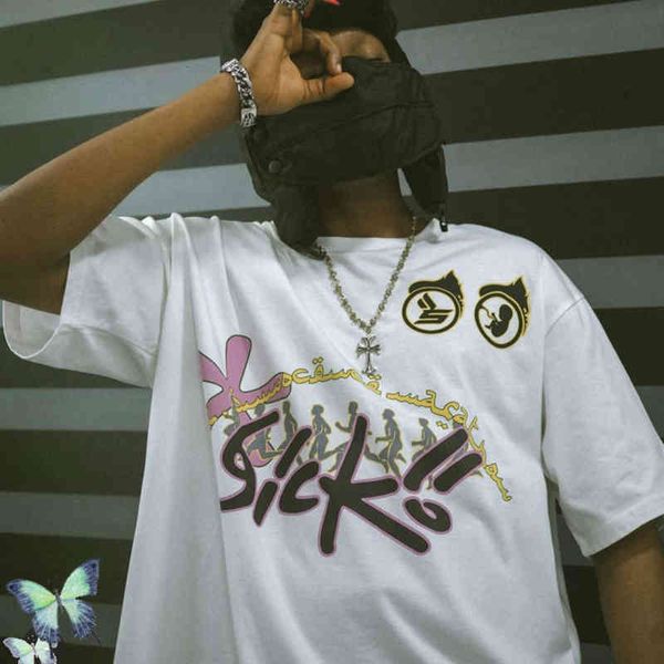 

men women born sicko t-shirt tea, White;black