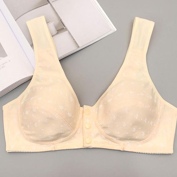 

bras cotton vest-type middle-aged and elderly bra solid color large size without steel ring front button underwear, Red;black