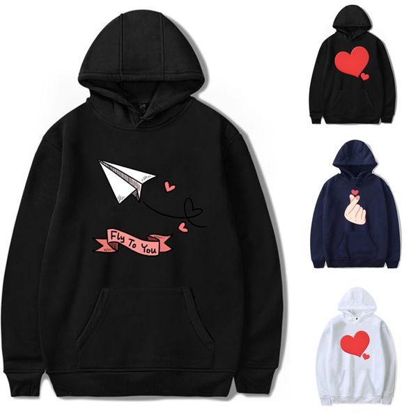 

harajuku couple love heart finger women hoodies sweatshirt ladies oversize kpop tracksuit pink hoody casual women girls hoodies 1014, Black