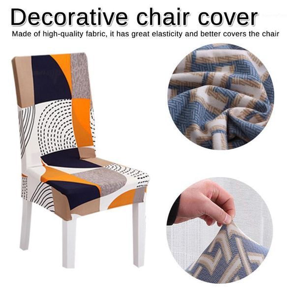 

1pcs stretch elastic slipcovers chair cover pattern chair protector modern silky seat removable decorative elastic polyester1
