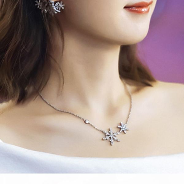 

k bohemia women 's charm silver snowflake crystal necklace pendant chain christmas new year gift