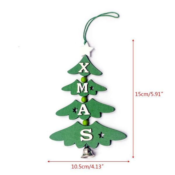 

xmas alphabet wooden christmas tree bell hanging pendant ornament diy wood crafts kids gift for home party decoration 634e