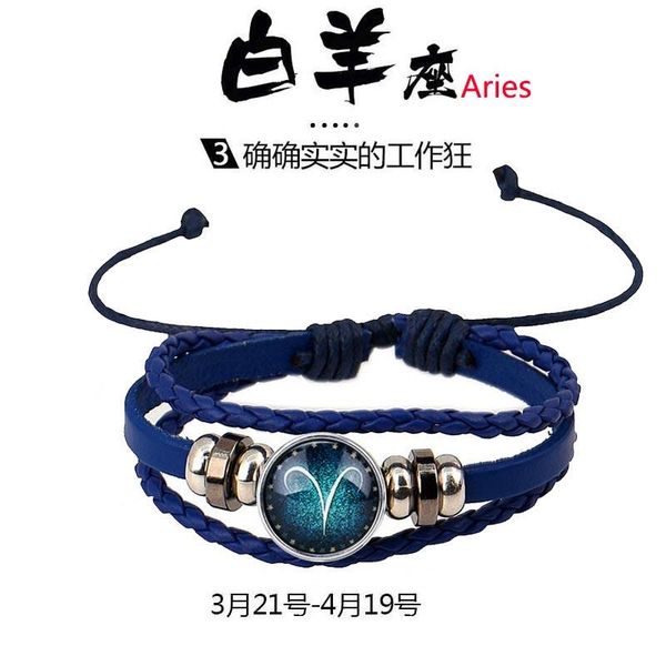 

12 constellation bracelet more style rivca loves friend couples bracelet summer leather for man jewelry constellation jewelry, Golden;silver