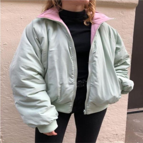 

fahsion girls bomb ladies padded elegant chic winter women cotton oversize coats warm jackets streetwear casual outfits 2020 pnptb, Black