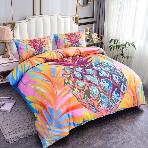 

zeimon home textile plant style soft 2/3pcs bedding sets pineapple bedclothes duvet cover set pillowcase luxury room decor