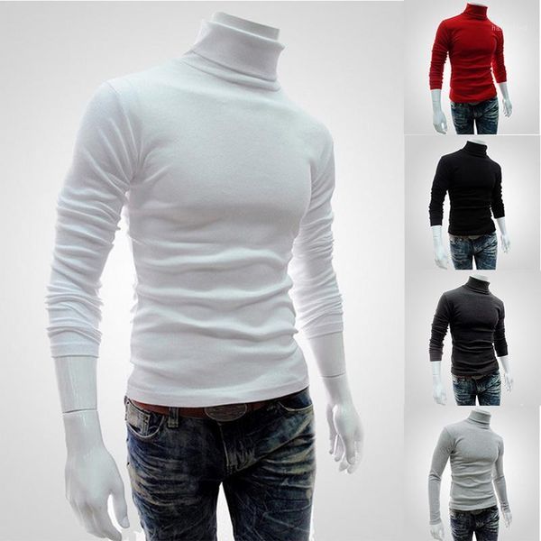 

2020 autumn winter men's sweater males turtleneck solid color casual sweater homme slim fit knitted cotton pullovers1, White;black