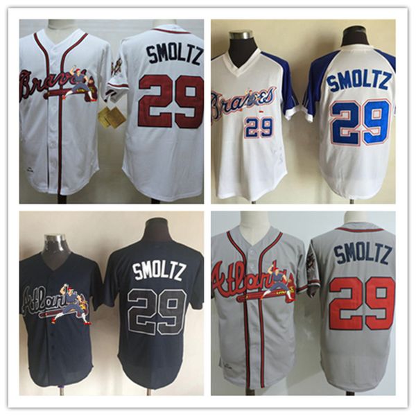 

mens #29 john smoltz jersey stitched white navy grey john smoltz 2015 hof patch jersey s-3xl, Black