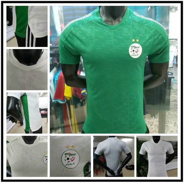 

2021 player version algeria 2 satrs soccer jersey mahrez slimani home white away green nation football team in stock, Black;yellow