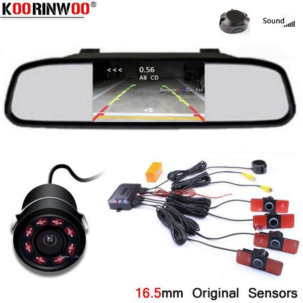 

koorinwoo wireless parktronic 2.4g original car parking sensor 4.3 monitor mirror rear view camera back up reversing for vehicle1