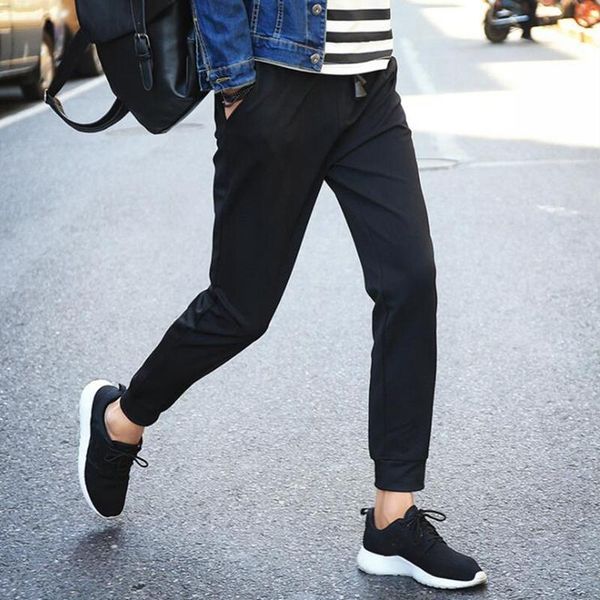 

men's work pants daily student casual sports pants black