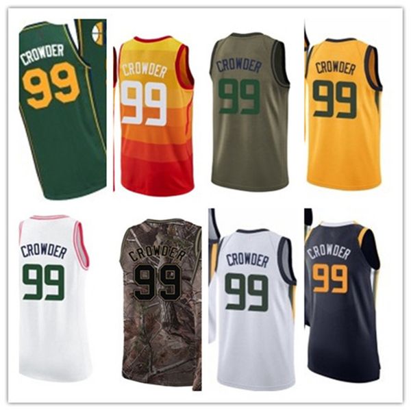 

custom 2020 style jerseys black white green grey army green 99 jae crowder basketball jersey, Black;red