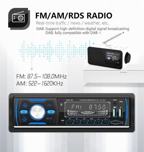

car audio autoradio auto stereo 1 din radio 12v bluetooth v2.0 fm aux input receiver tf sd usb mp3 mmc wma player multimedia1