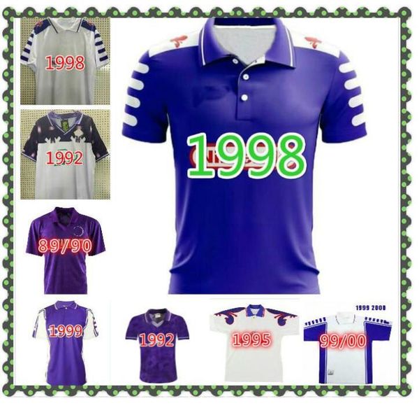 

95 98 99 00 fiorentina retro soccer jerseys 1998 1999 2000 batistuta football shirt 92 93 rui costa jersey florence classic maillot de foot, Black;yellow