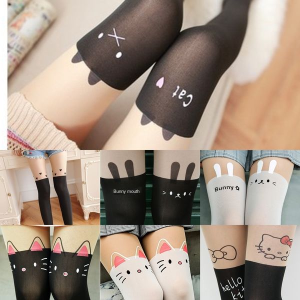 

american girl soldier socks print stitched fake high pantyhose tube cartoon cute female student stockings high tube pantyhose clbta, Black