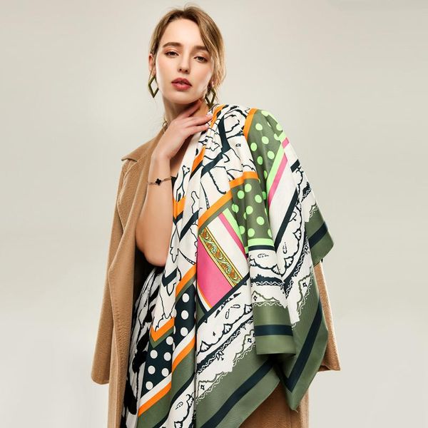 

scarves women square foulard polka large scarf stole fashion bright wrap neck [3629], Blue;gray
