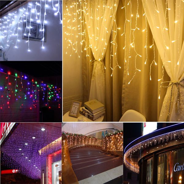 

led window curtain icicle fairy lights wedding party christmas decor light string breathable, comfortable and soft
