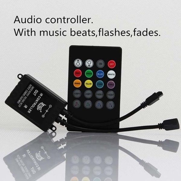 

20 key музыка ir контроллер черный датчик звука пульт дистанционного управления для rgb led strip light high quality 12 24v кпт bbyspj lg201