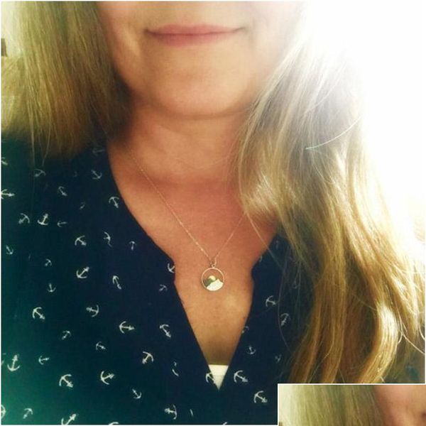 

whole salejephne mountain necklace sunrise moutain circle charm pendant necklaces hiker nature ski gifts the mou bbygib nana_shop, Silver