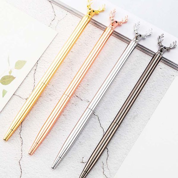 

Metal Ballpoint Pen 1.0mm Black Ink Christmas Deer Rollball Pen Creative Writing Pen Cute School Office Supplies Stationery Gift