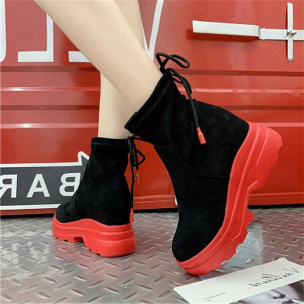 

women winter fashion ankle boots woman comfortable warm high-casual shoes women walking sneakers zapatillas mujer black red