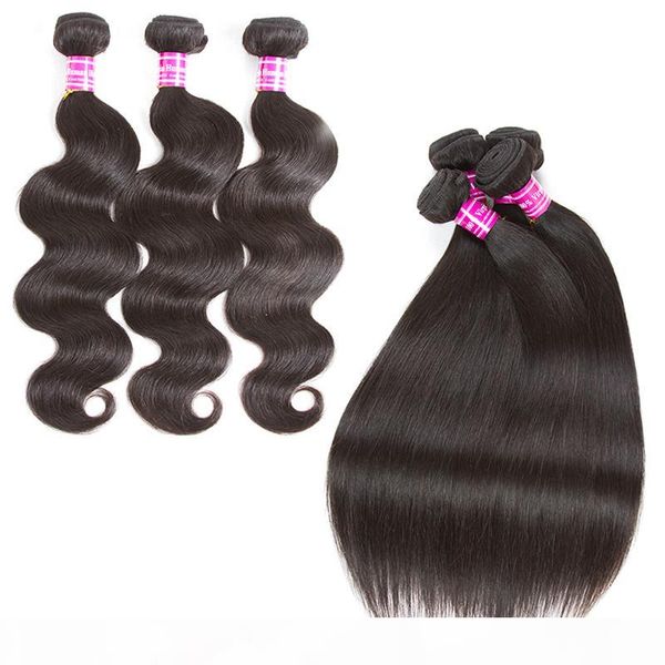 

unprocessed brazilian straight human hair bundles natural color malaysian body wave hair wefts virgin human hair extensions ing, Black