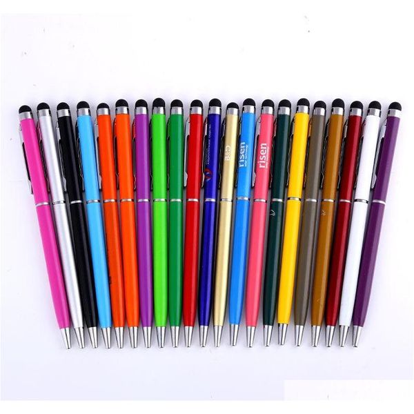 

can pringt logo 22 colors metal ballpoint pen creative stylus touch pen for writing stationery office & school pen ballpen black blue fbcbk, Blue;orange