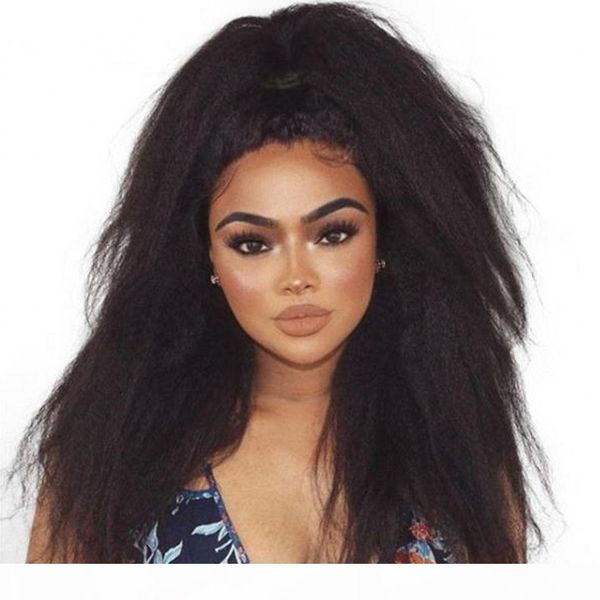 

brazilian lace front wig pre plucked with baby hair kinky straight human hair wigs for women black, Black;brown