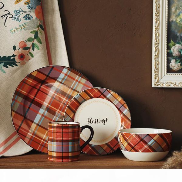 

english style dinnerware suit european one person food breakfast bowl plate dish western dish steak dish salad bowl t200430