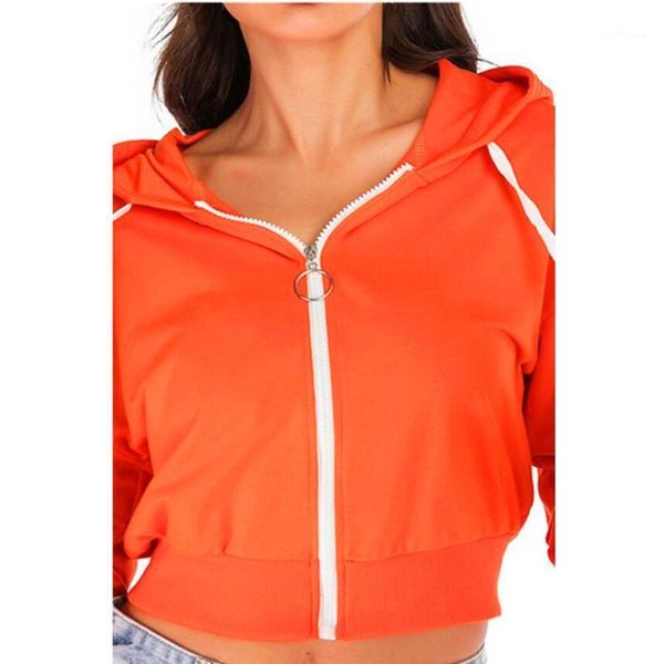 

2020 autumn and winter new solid color hooded long-sleeved casual women's fashion zipper women's jacket1, Black