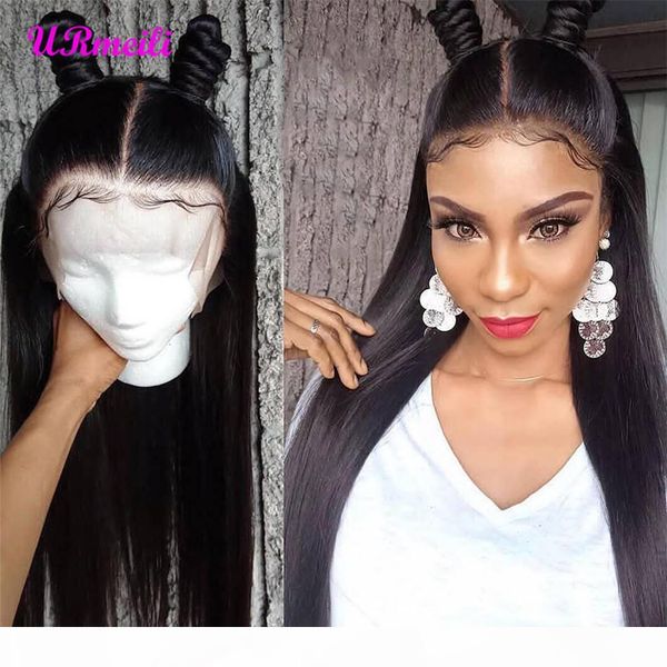 

360 full lace human hair wigs pre plucked with baby hair straight brazilian remy human made hair lace front wigs for black women, Black;brown