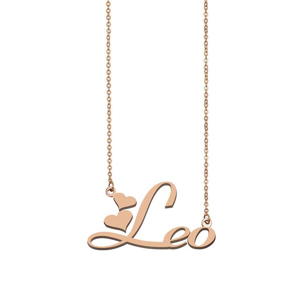 

leo name necklaces pendant custom personalized for women girls children friends mothers gifts 18k gold plated stainless steel, Silver