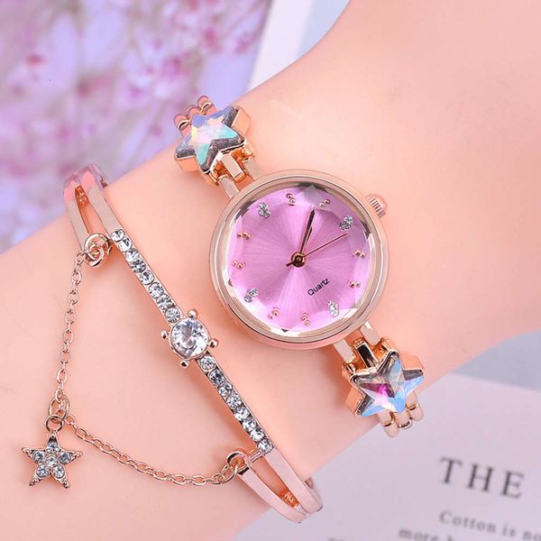 

lady, 2020. studded tiktok, watch, star korean, girl student bracelet watch, waterproof quartz watch, Slivery;brown