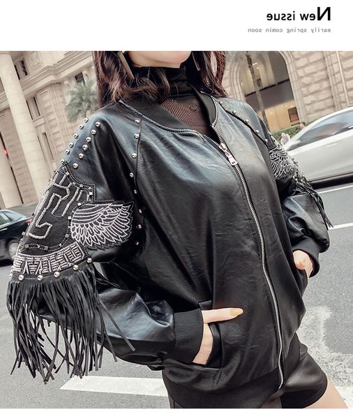 

china manufactory women windbreaker tassel fringe jackets leather