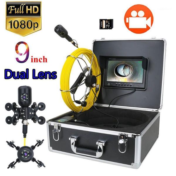 

cameras 9inch dvr 30m 1080p hd dual camera lens drain sewer pipeline industrial endoscope pipe inspection video camera1