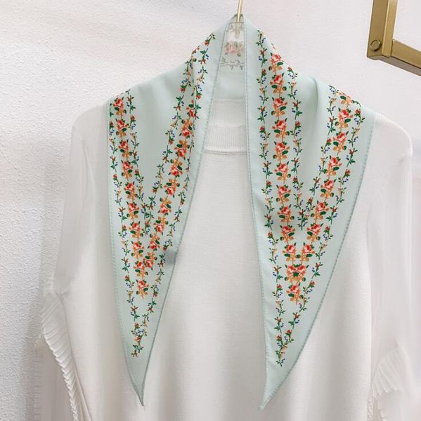 

yishine new seasonal women soft scarf sweet florals prints long wraps scarves shawl for girl handkerchief bag decor, Blue;gray