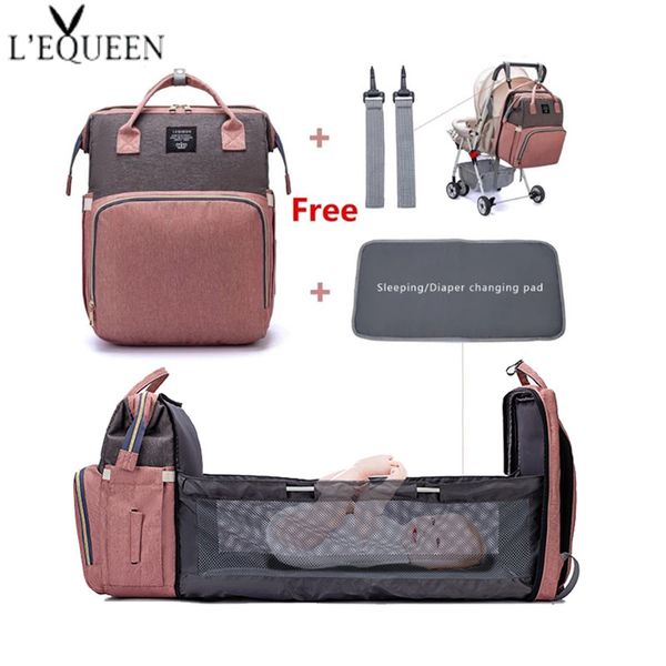 

lequeen large capacity diaper bag backpack multifunctional baby bed bags maternity nursing handbag stroller bag with hooks bag 201120