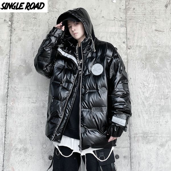 

singleroad mens down jacket men 2020 winter hooded coat casual waterproof harajuku oversized hip hop streetwear black jacket men y1120