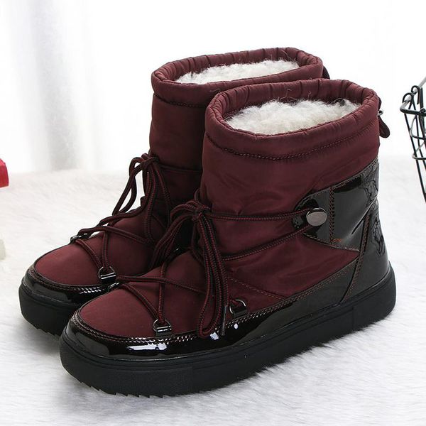 

waterproof ankle boots woman plus velvet soft comfortable women boots warm cross laces elastic buckle design casual snow, Black