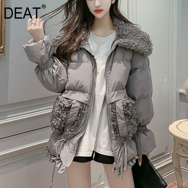 

deat] women cotton clothes new solid color lambswool keep warm long sleeve loose fit coat fashion tide winter 2020 13u528, Black