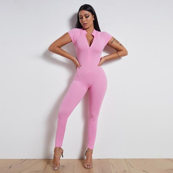 

xllais cotton ribbed pink jumpsuits women autumn good stretchy short sleeve rompers ladies slim bodycon cute breathable overalls, Black;white