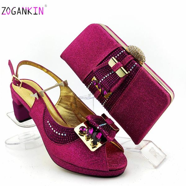 

2020 magenta последней комфортная обуви и сумка набор african lady обувь и сумка matching женщина rhinestone свадебная, Black