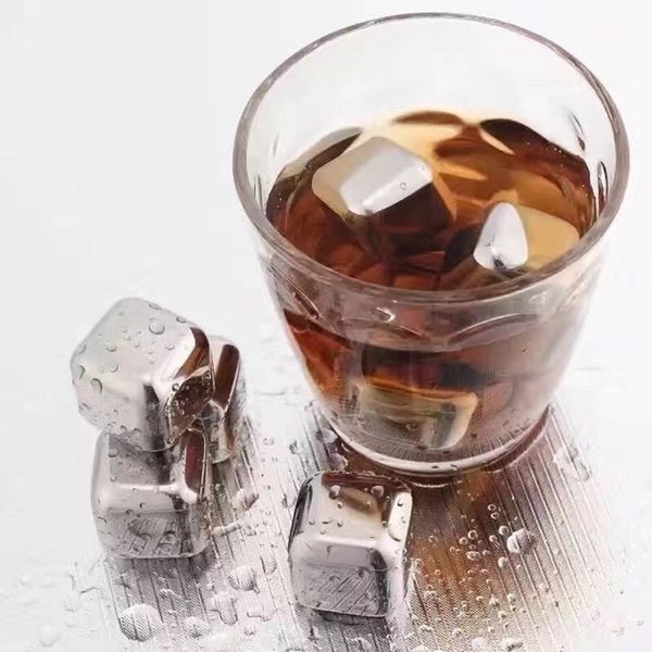 

304 stainless steel cube reusable chilling stones for keep your drink longer cold metal ice whiskey red wine cooling