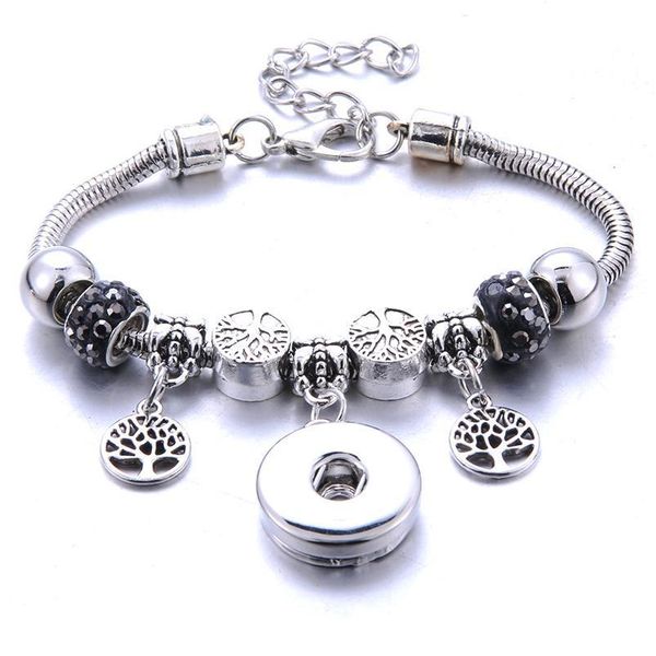 

2019 new tree snap button bracelet lobster buckle snake chain bangles beaded snap bracelet fit 18mm snap bbyvdt, Golden;silver