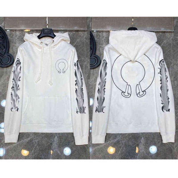 

hoodie quality classic brand fashion ch zipper autumn winter luxury sweatshirts designer men sweater horseshoe phantom cross print hooded wo, Black