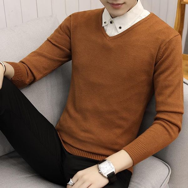 

brand sweater men classic casual v neck pull homme winter thick warm knitwear pullover men pure color jersey male men clothing bbytjn, White;black