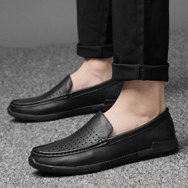 

genuine leather shoes men handmade fashion breathable men shoes slip on casual men leather shoes #463h