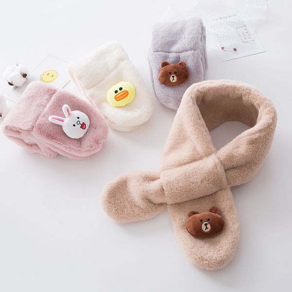 

under 8 years old winter warm children's snood scarf christmas fashion cute imitation fur cross scarf leopard boys girl plush, Red;brown